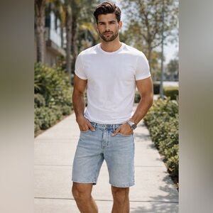 H&M Blue casual men’s Denim Slim Fit Shorts 99% cotton